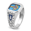 IBGoodman 14k White Gold Men's Polished and Textured Blue Lodge Master Masonic Ring Mounting