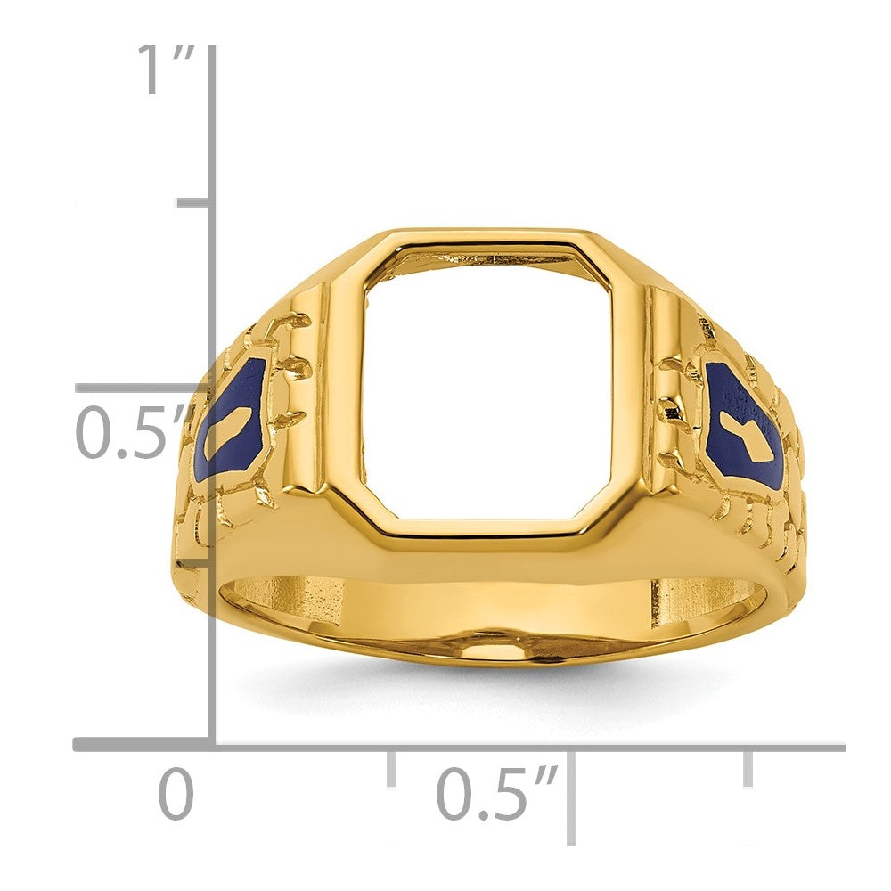 IBGoodman 10k Men's Polished and Textured Blue Lodge Master Masonic Ring Mounting