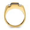 14k White Gold Mens Satin Barrel Onyx and 1/20 carat Diamond Complete Ring