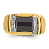 14k White Gold Mens Satin Barrel Onyx and 1/20 carat Diamond Complete Ring
