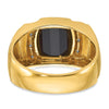 14k White Gold Mens Satin Barrel Onyx and 1/20 carat Diamond Complete Ring