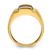 14k Mens Barrel Lab Created Sapphire and Diamond Complete Ring