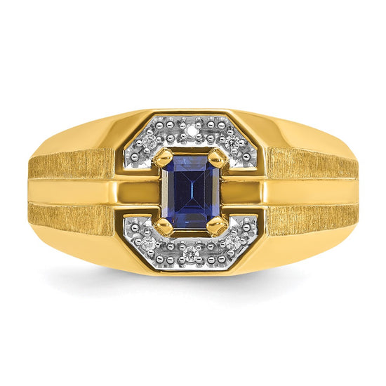 14k IBGoodman Men's Gemstone and Diamond Satin Ring Mounting