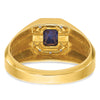 14k Men's Created Sapphire and 1/20 carat Diamond Satin Complete Ring