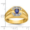 14k Men's Created Sapphire and 1/20 carat Diamond Satin Complete Ring