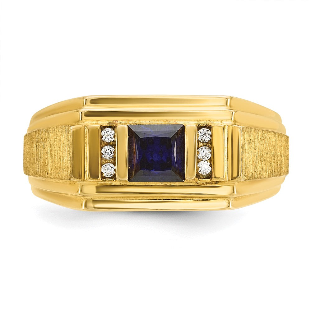 14k IBGoodman Men's Gemstone and Diamond Satin Ring Mounting