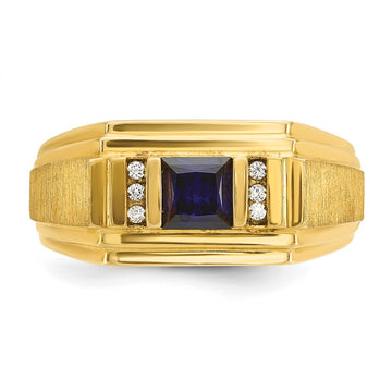 14k IBGoodman Men's Gemstone and Diamond Satin Ring Mounting