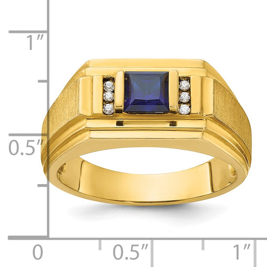 14k IBGoodman Men's Gemstone and Diamond Satin Ring Mounting