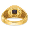 14k Men's Created Sapphire and 1/20 carat Diamond Satin Complete Ring