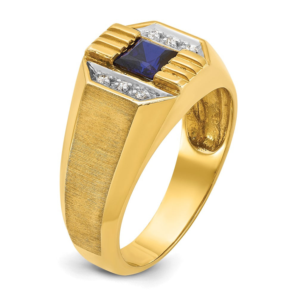 14k IBGoodman Men's Gemstone and Diamond Satin Ring Mounting