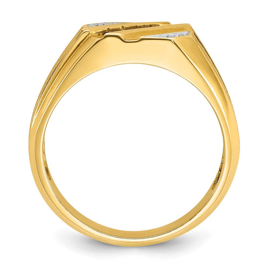 14k IBGoodman Men's Gemstone and Diamond Satin Ring Mounting