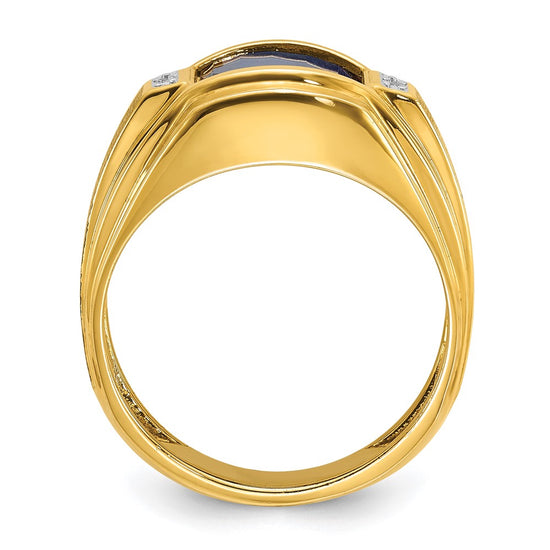 14k IBGoodman Men's Polished and Satin Gemstone and Diamond Ring Mounting