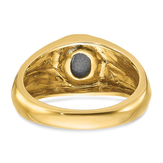 10k IBGoodman Men's Satin Black Star Sapphire and Diamond Complete Ring
