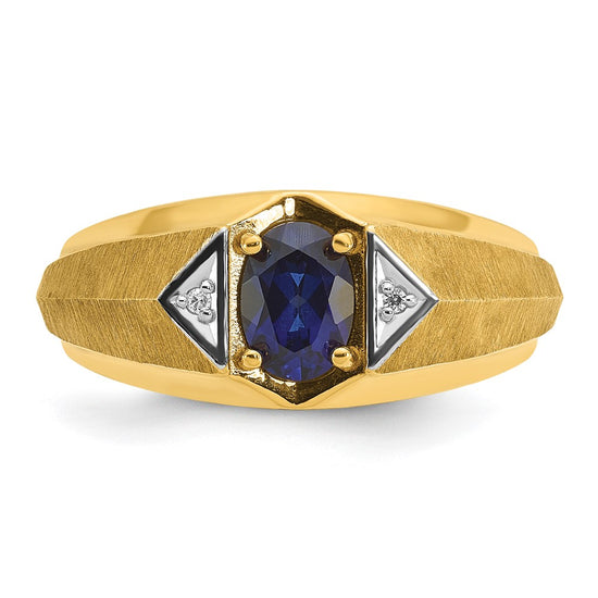 14k IBGoodman Men's Gemstone and Diamond Satin Ring Mounting