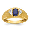14k IBGoodman Men's Created Sapphire and Diamond Satin Complete Ring