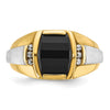 14k Two-tone Men's Satin Onyx and 1/10 carat Diamond Complete Ring