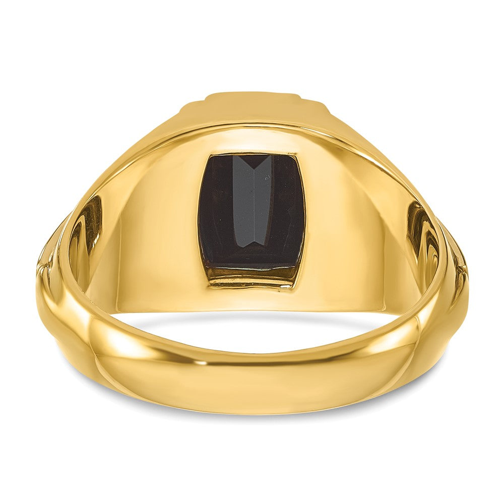 14k Two-tone Men's Satin Onyx and 1/10 carat Diamond Complete Ring