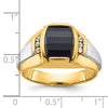 14k Two-tone Men's Satin Onyx and 1/10 carat Diamond Complete Ring