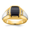 14k Two-tone Men's Satin Onyx and 1/10 carat Diamond Complete Ring