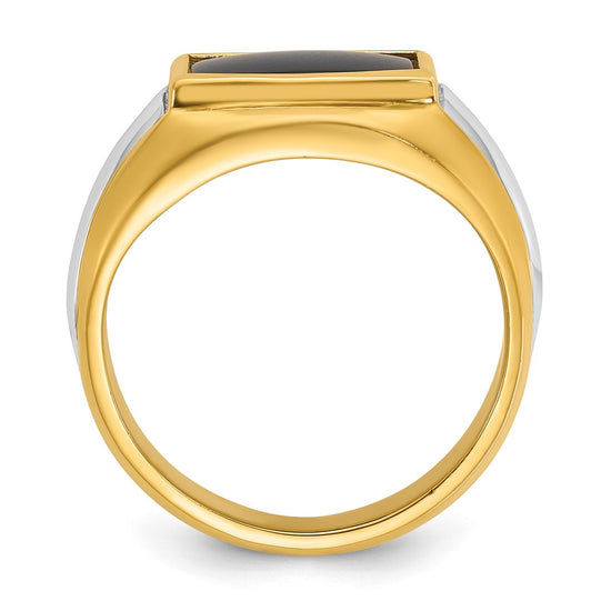 14k Two-tone IBGoodman Men's Onyx Complete Ring