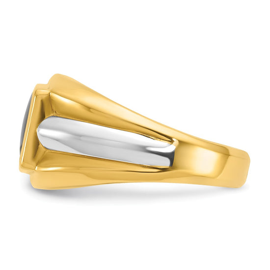 14k Two-tone IBGoodman Men's Onyx Complete Ring