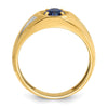 14k Men's Created Sapphire and Diamond Satin Complete Ring