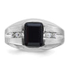 14k White Gold Men's Polished and Satin Onyx and 1/8 Carat AA Quality Diamond Ring