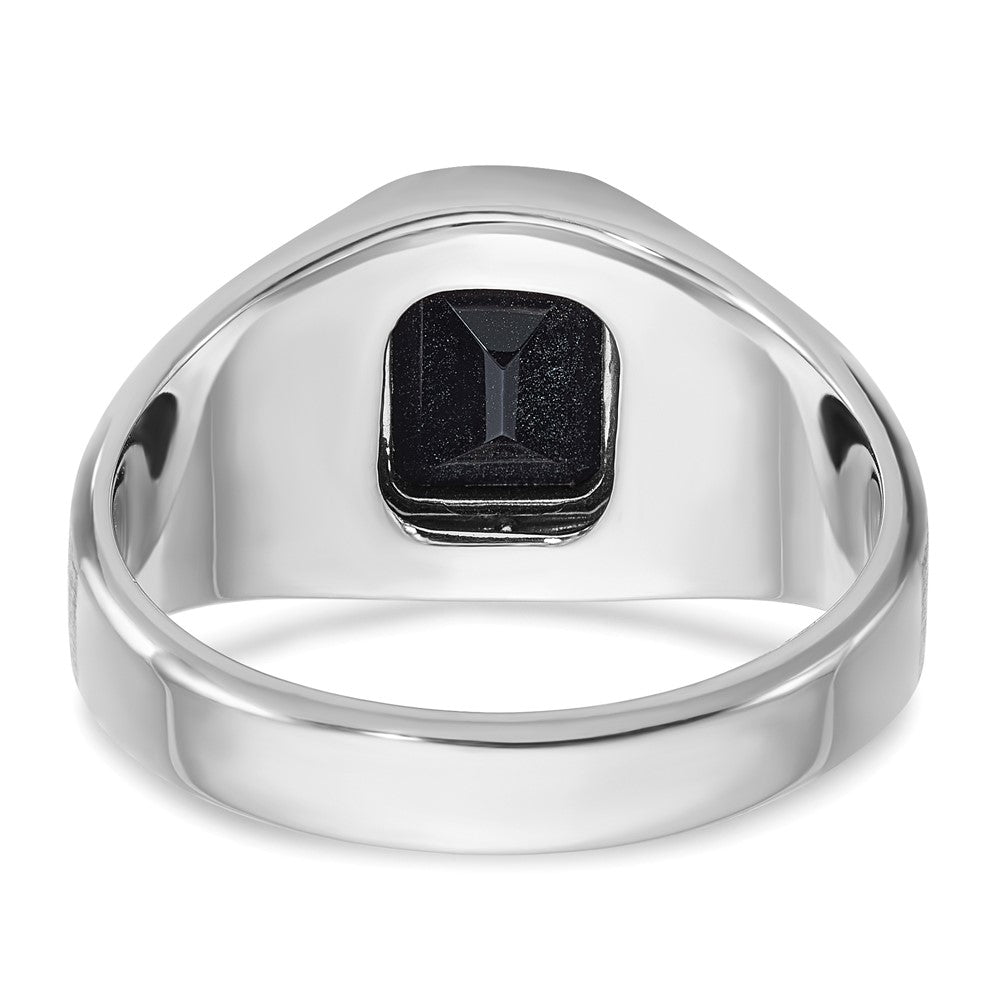 14k White Gold Men's Polished and Satin Onyx and 1/8 Carat AA Quality Diamond Ring