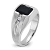 14k White Gold Men's Polished and Satin Onyx and 1/8 Carat AA Quality Diamond Ring