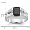 14k White Gold Men's Polished and Satin Onyx and 1/8 Carat AA Quality Diamond Ring