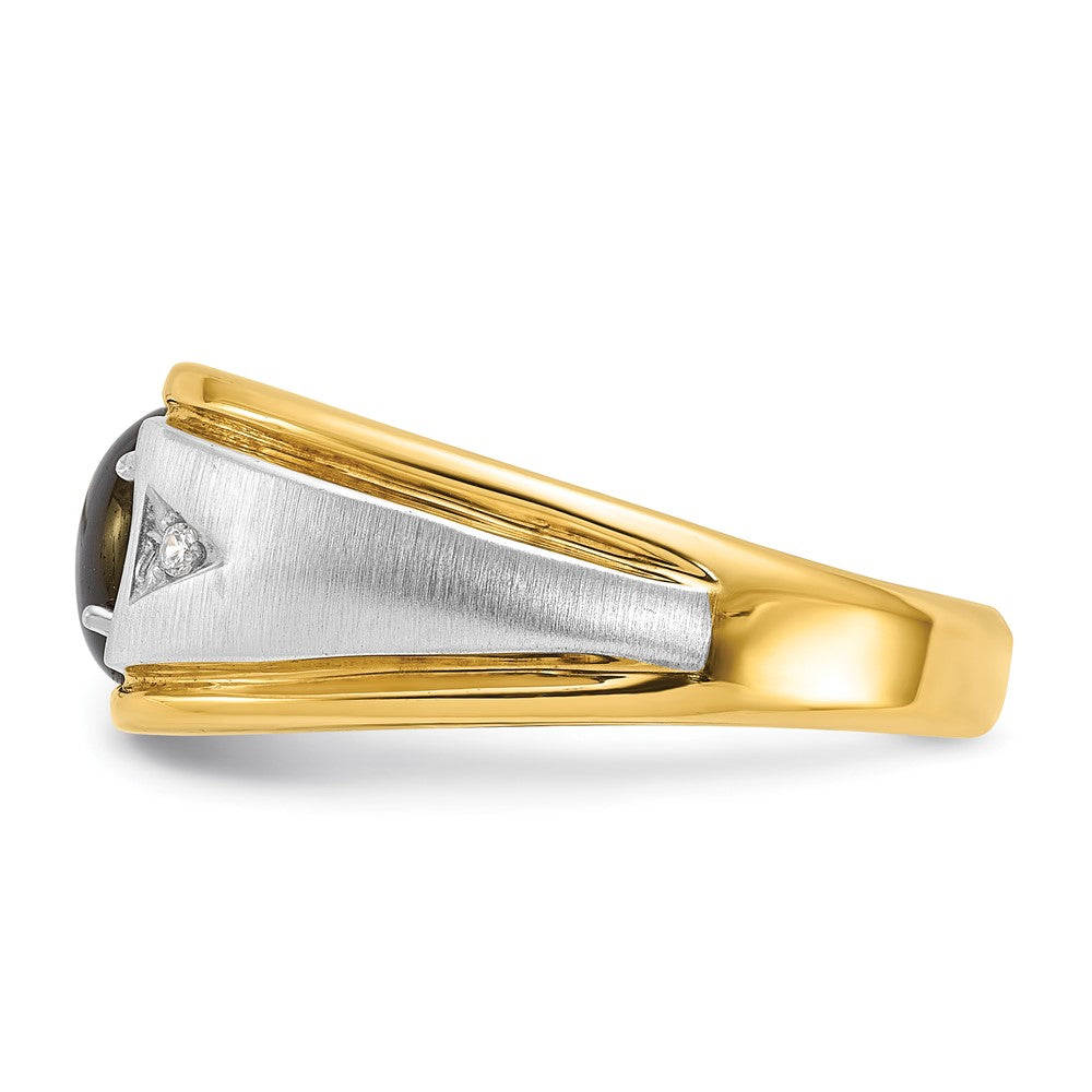 IBGoodman 14k Two-tone Men's Polished Satin and Grooved Gemstone and Diamond Ring Mounting