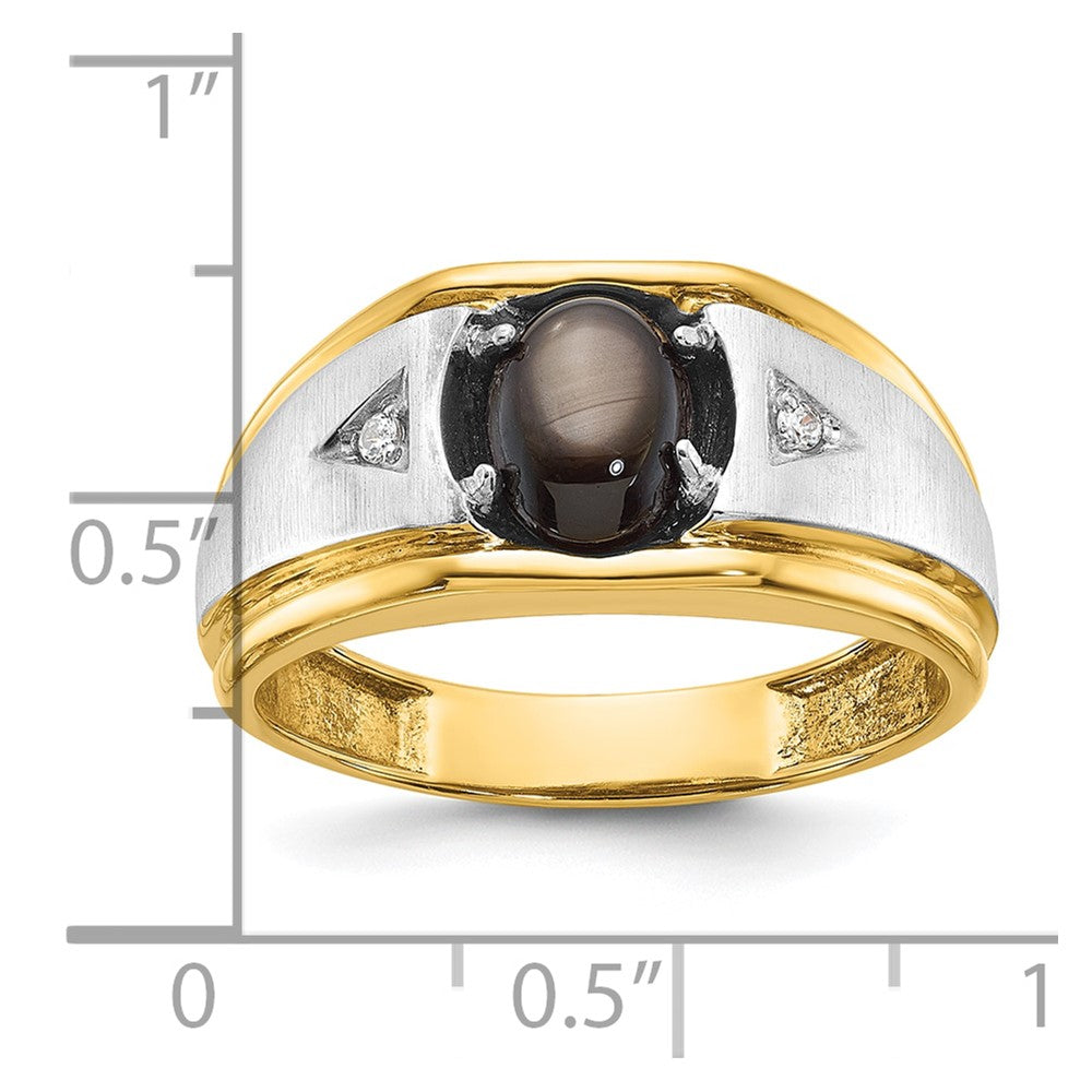 IBGoodman 14k Two-tone Men's Polished Satin and Grooved Gemstone and Diamond Ring Mounting