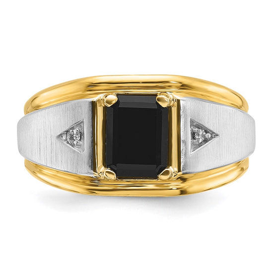 10k Yellow Men's Satin Peridot and Diamond Complete Ring