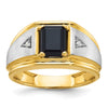 10k Two-tone Men's Satin Onyx and Diamond Complete Ring
