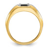 14k Two-tone Mens Satin Octagon Onyx and Diamond Complete Ring