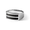 14k White Gold Men's Polished and Satin 2-Row Onyx Ring