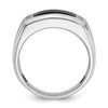14k White Gold Men's Satin Onyx and 1/15 carat Diamond Complete Ring