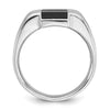 14k White Gold Men's Satin Onyx and 1/6 carat Diamond Complete Ring
