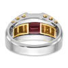 14k Two-tone Men's Created Garnet Complete Ring