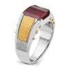 14k Two-tone Men's Created Garnet Complete Ring