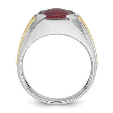IBGoodman 14k Two-tone Men's Polished and Satin Gemstone and Diamond Ring Mounting