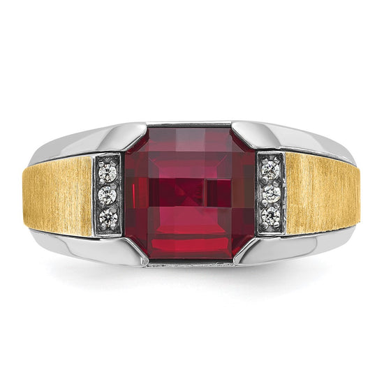 IBGoodman 14k Two-tone Men's Polished and Satin Gemstone and Diamond Ring Mounting
