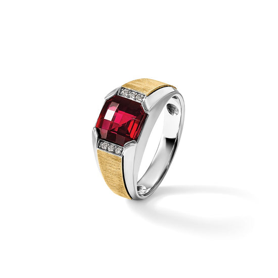IBGoodman 14k Two-tone Men's Polished and Satin Gemstone and Diamond Ring Mounting