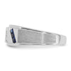 14k White Gold Men's Satin Lab Created Sapphire and 1/10 carat Diamond Complete Ring