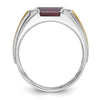14k Two-tone Men's Satin Created Ruby and 1/20 carat Diamond Complete Ring