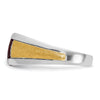 14k Two-tone Men's Satin Created Ruby and 1/20 carat Diamond Complete Ring