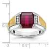 14k Two-tone Men's Satin Created Ruby and 1/20 carat Diamond Complete Ring
