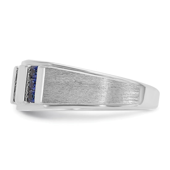 IBGoodman 14k White Gold Men's Polished and Satin 3-Row Ring Mounting