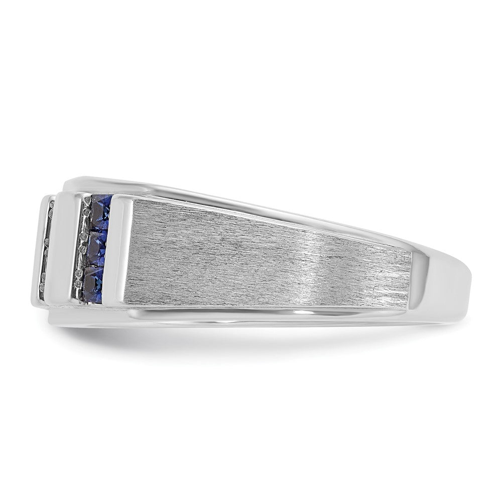IBGoodman 14k White Gold Men's Polished and Satin 3-Row Ring Mounting