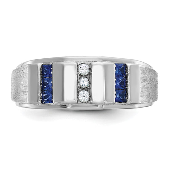 IBGoodman 14k White Gold Men's Polished and Satin 3-Row Ring Mounting